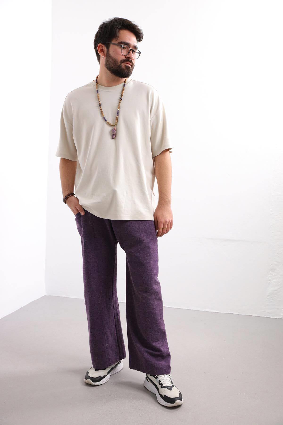 Purple Relaxed Fit Fisherman Pants Purple Relaxed Fit Fisherman Pants