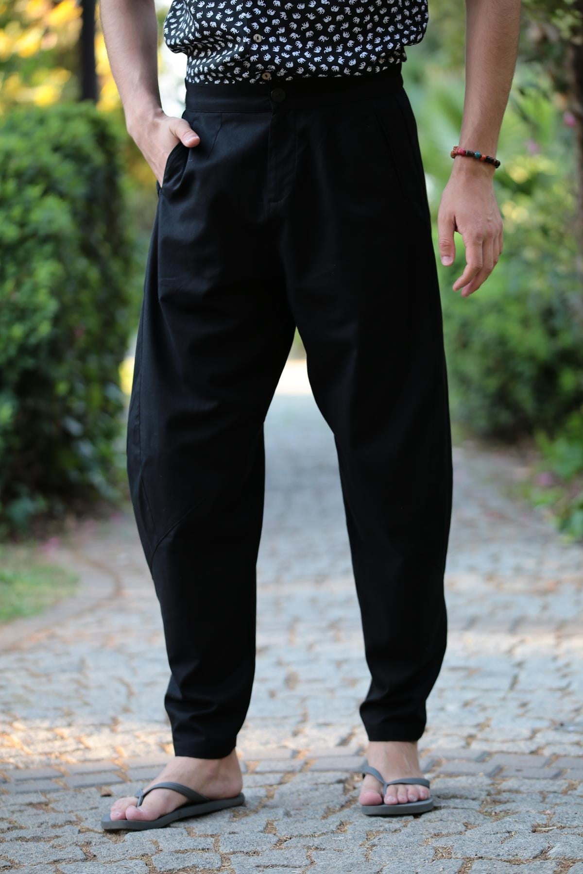  Siyah Beli Lastikli Pantolon
