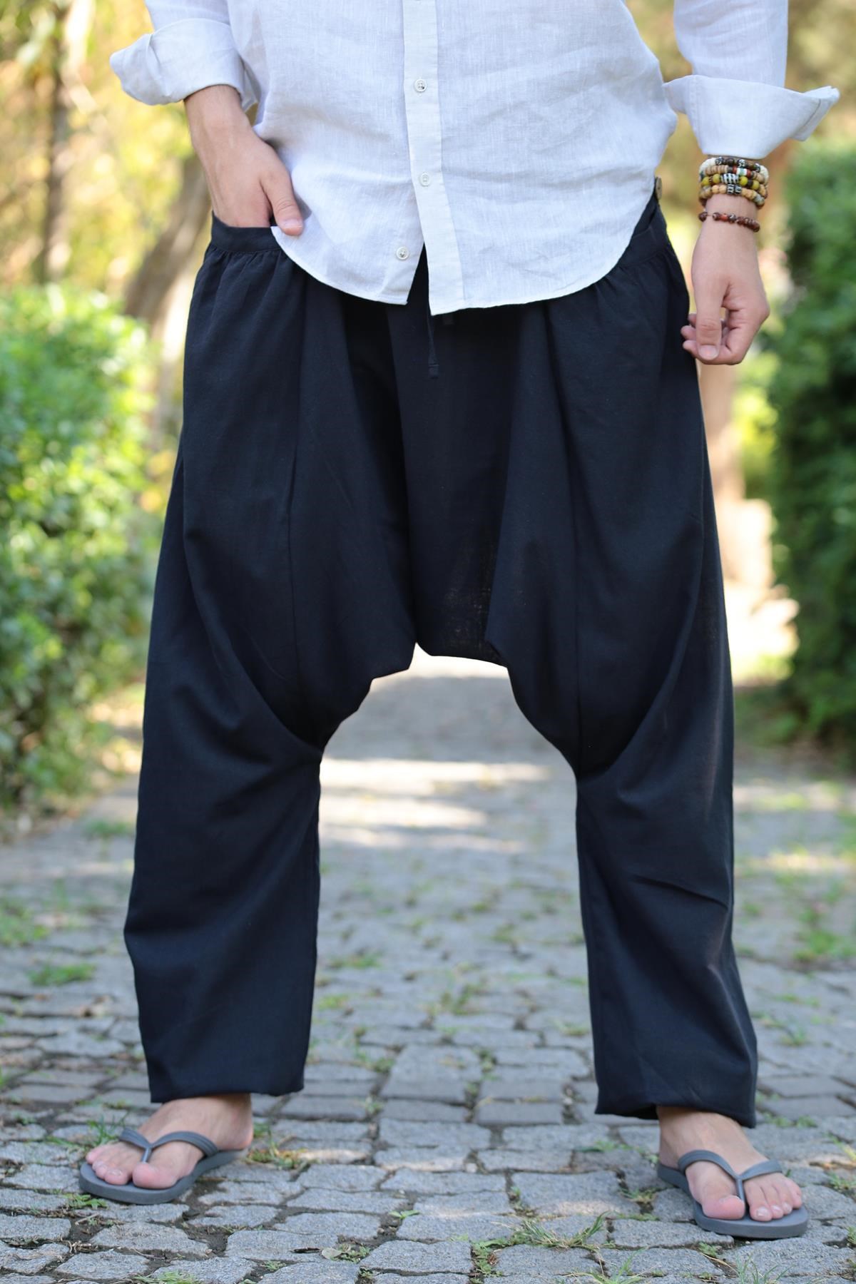 Siyah Cep Detaylı Bol Kesim Şalvar Pantolon - Şaman Butik - Bohem Giyim ve  Aksesuar | Kadın & Erkek