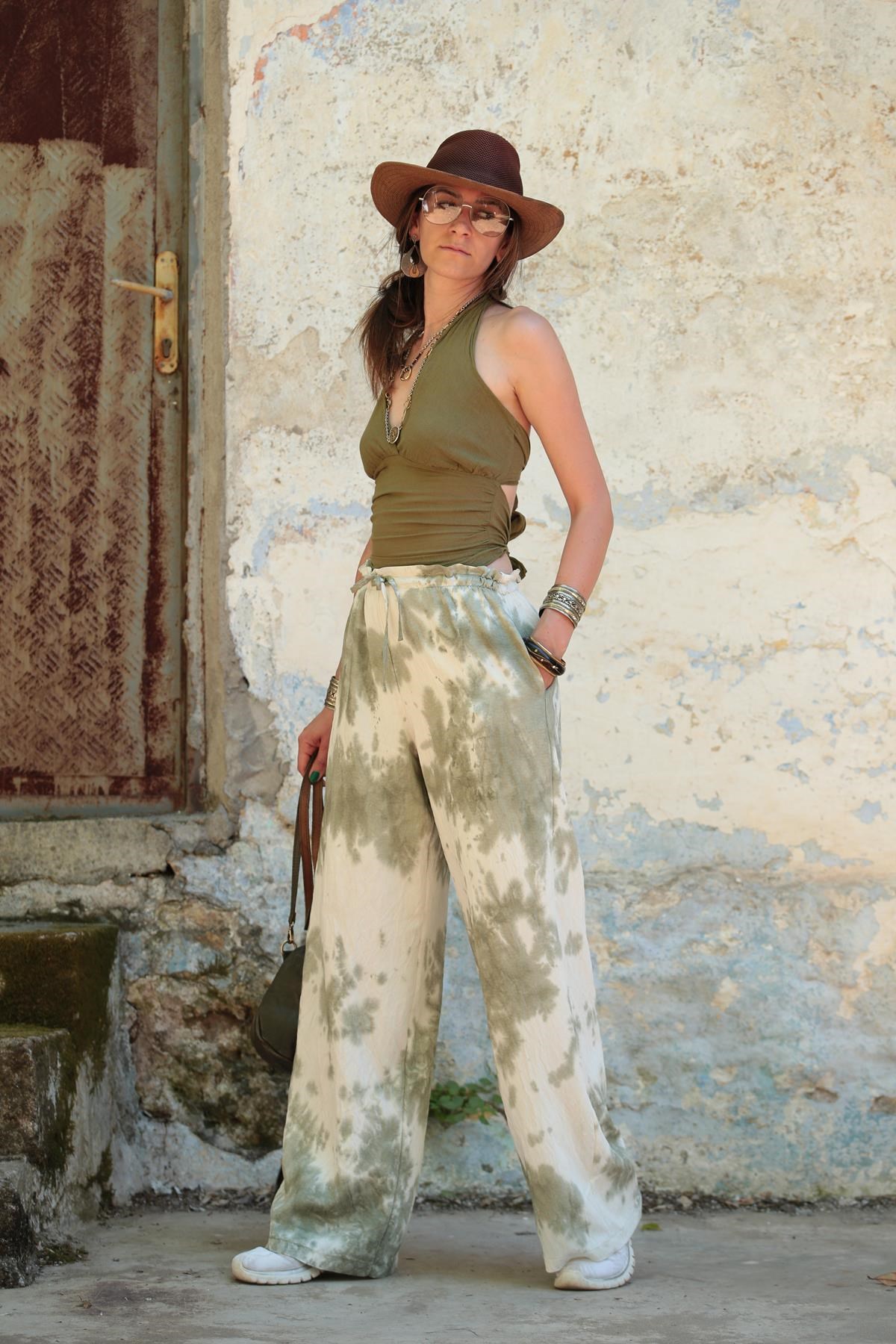 Yeşil Batik Desen Pantolon - Şaman Butik - Bohem Giyim ve Aksesuar | Kadın  & Erkek