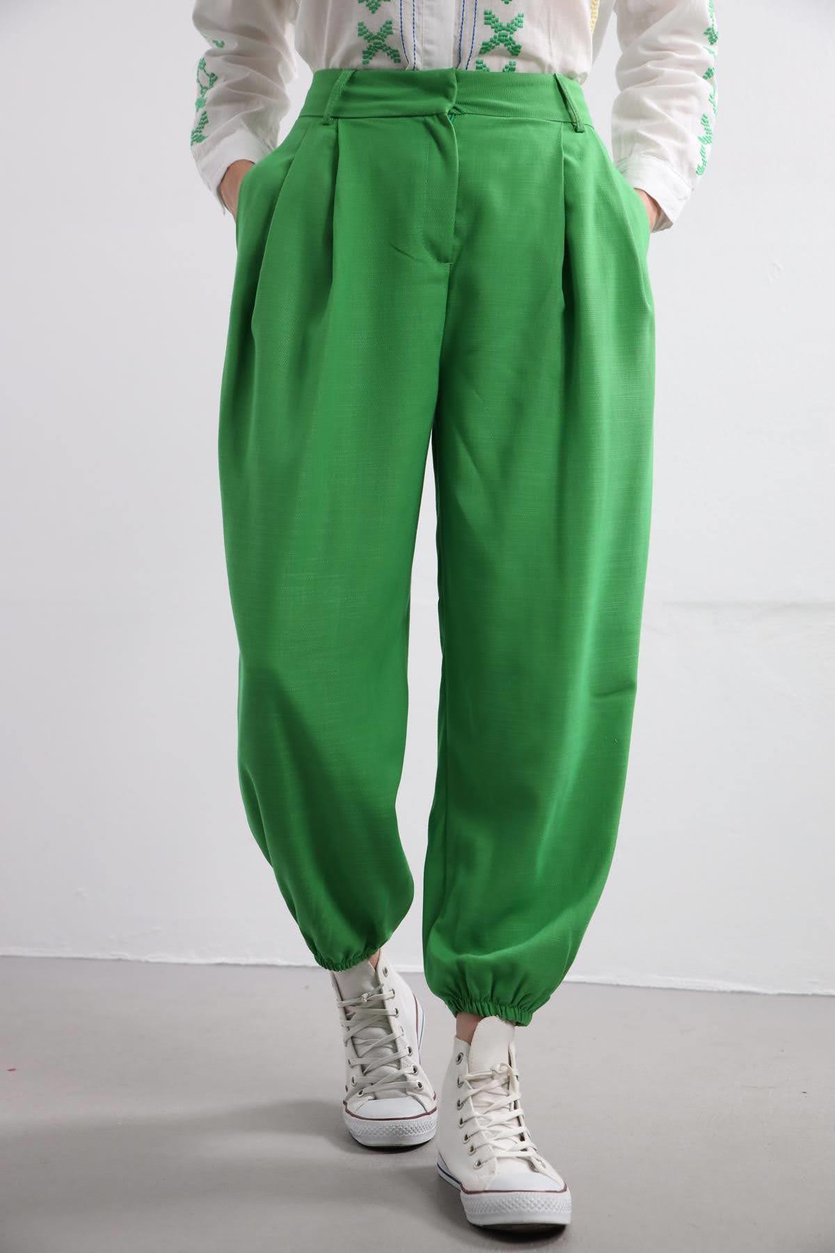 Green Elastic Cuff Pants Green Elastic Cuff Pants