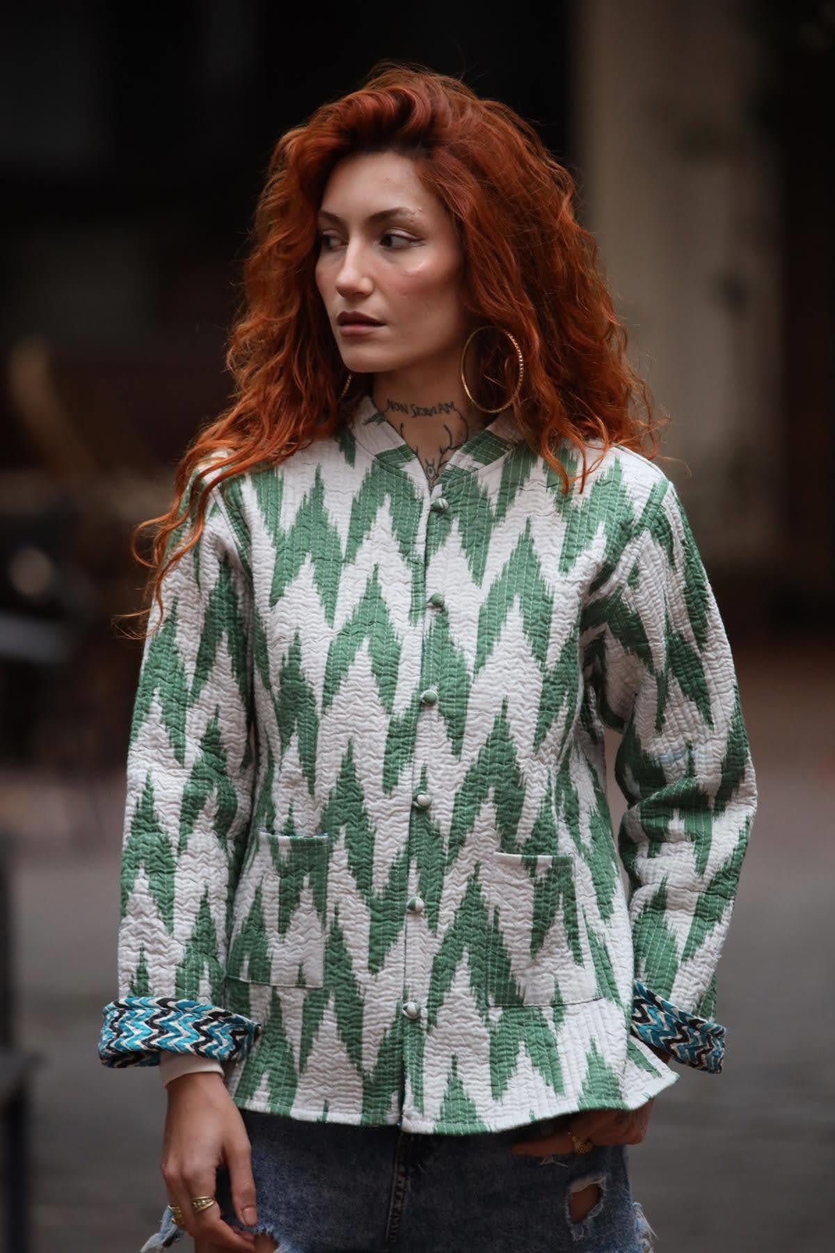 Renkli Çift Taraflı Kapitone Ceket