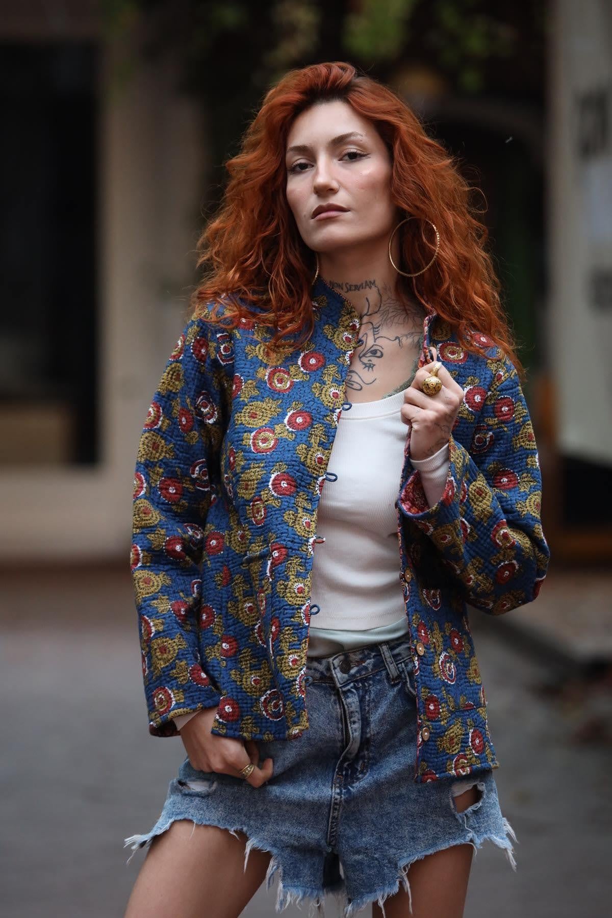 Renkli Çift Taraflı Kapitone Ceket