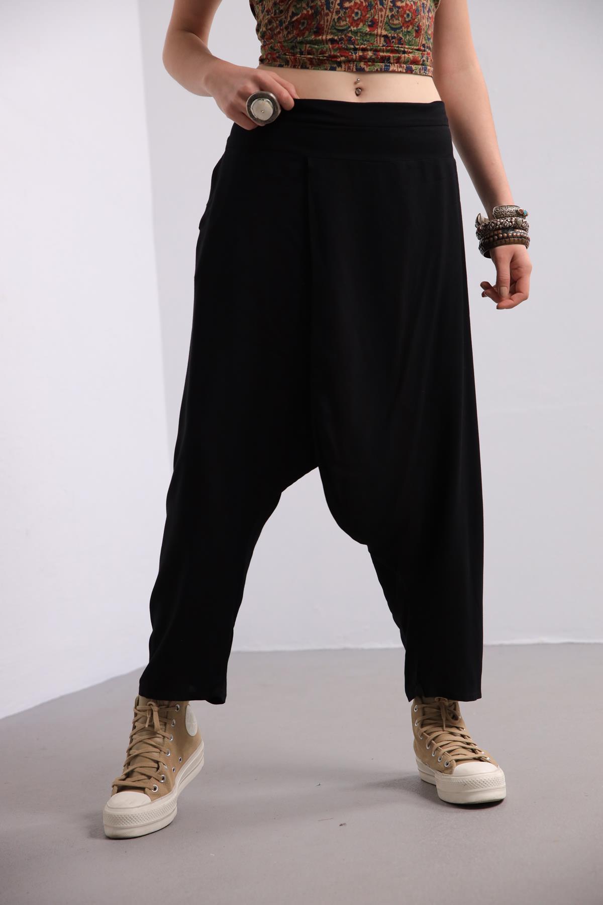 Siyah Kruvaze Şalvar - Şaman Butik Siyah Kruvaze Şalvar