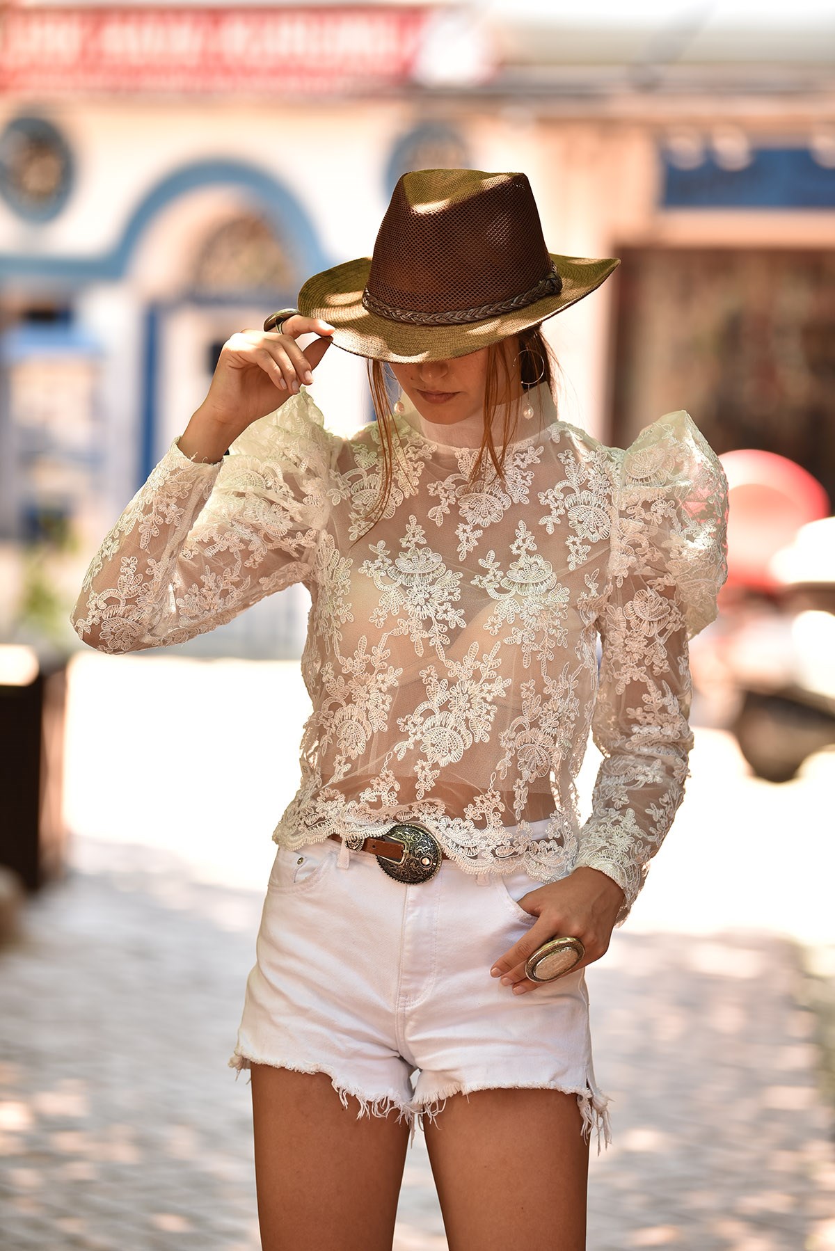 Beyaz İşlemeli Tül Balon Kol Şık Bluz - Şaman Butik - Bohem Giyim ve  Aksesuar | Kadın & Erkek