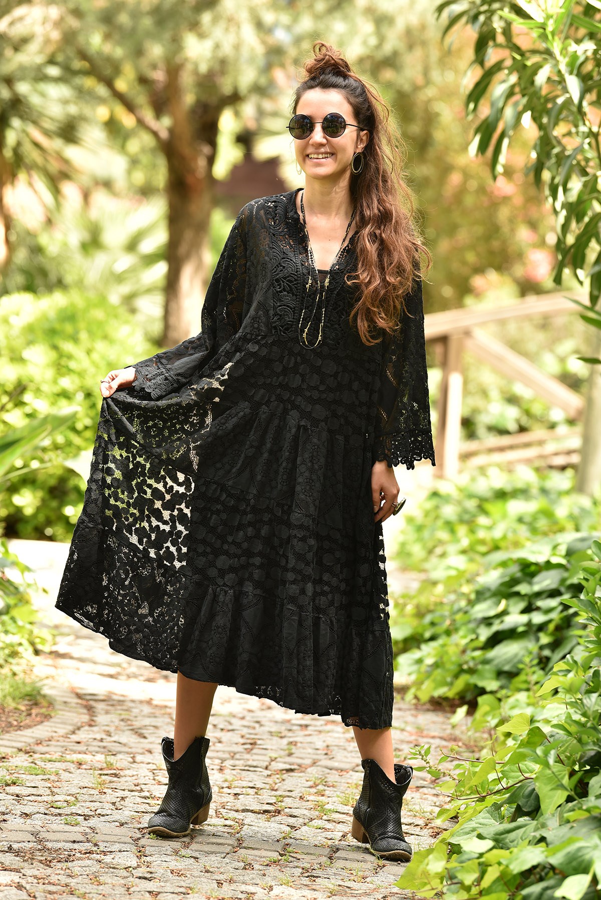 Black Fisto Midi Dress - Şaman Butik | Boho Fashion