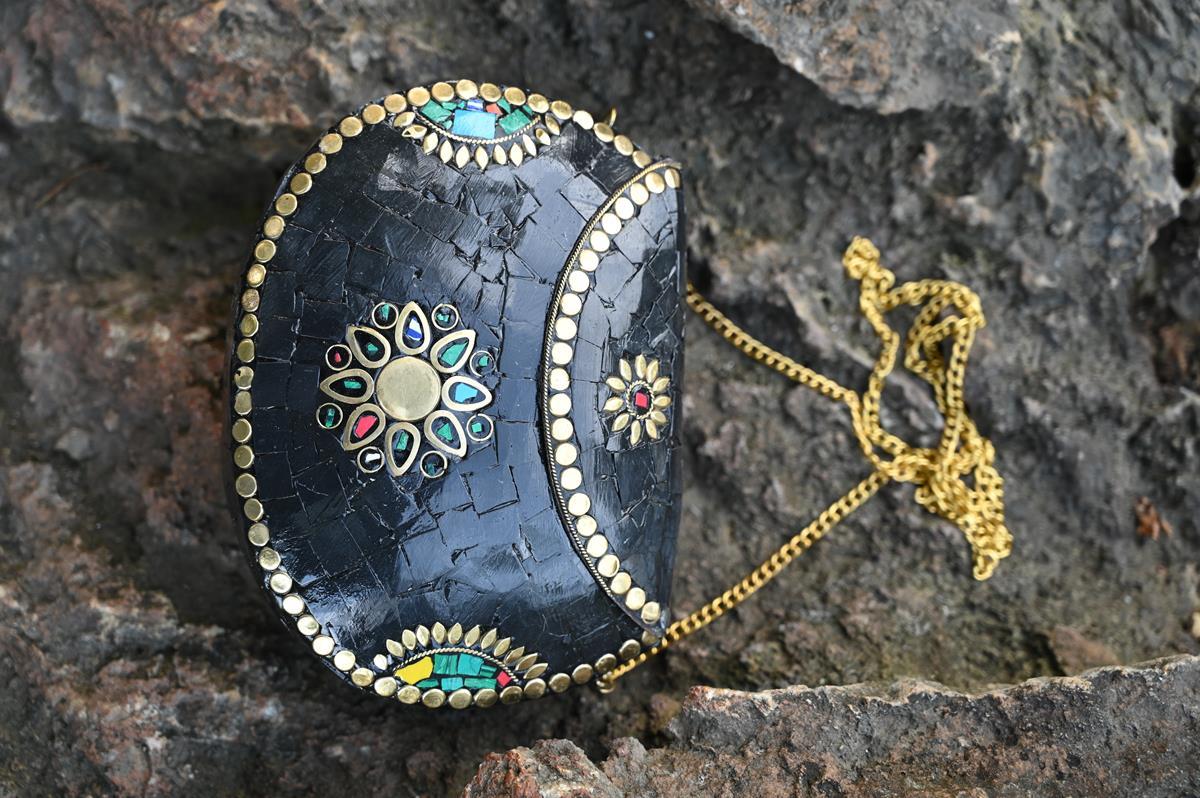 Siyah Taşlı Özel Tasarım Çanta