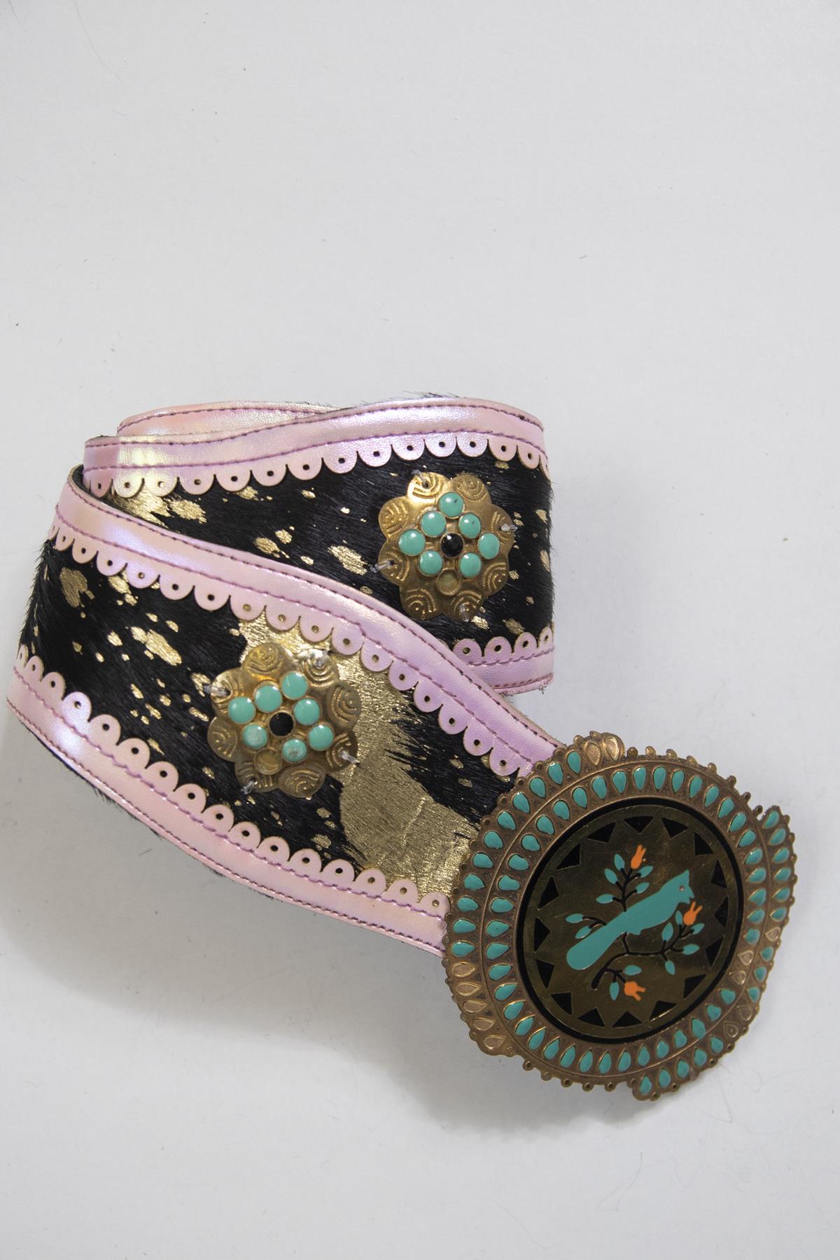 Siyah Tay Tüyü Büyük Tokalı Kemer