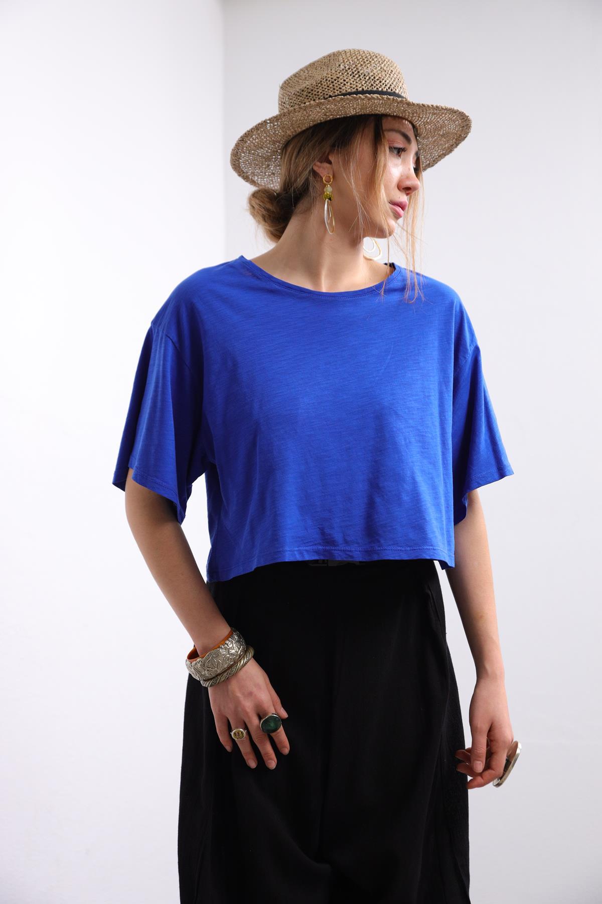  Saks Mavisi Kısa Tshirt