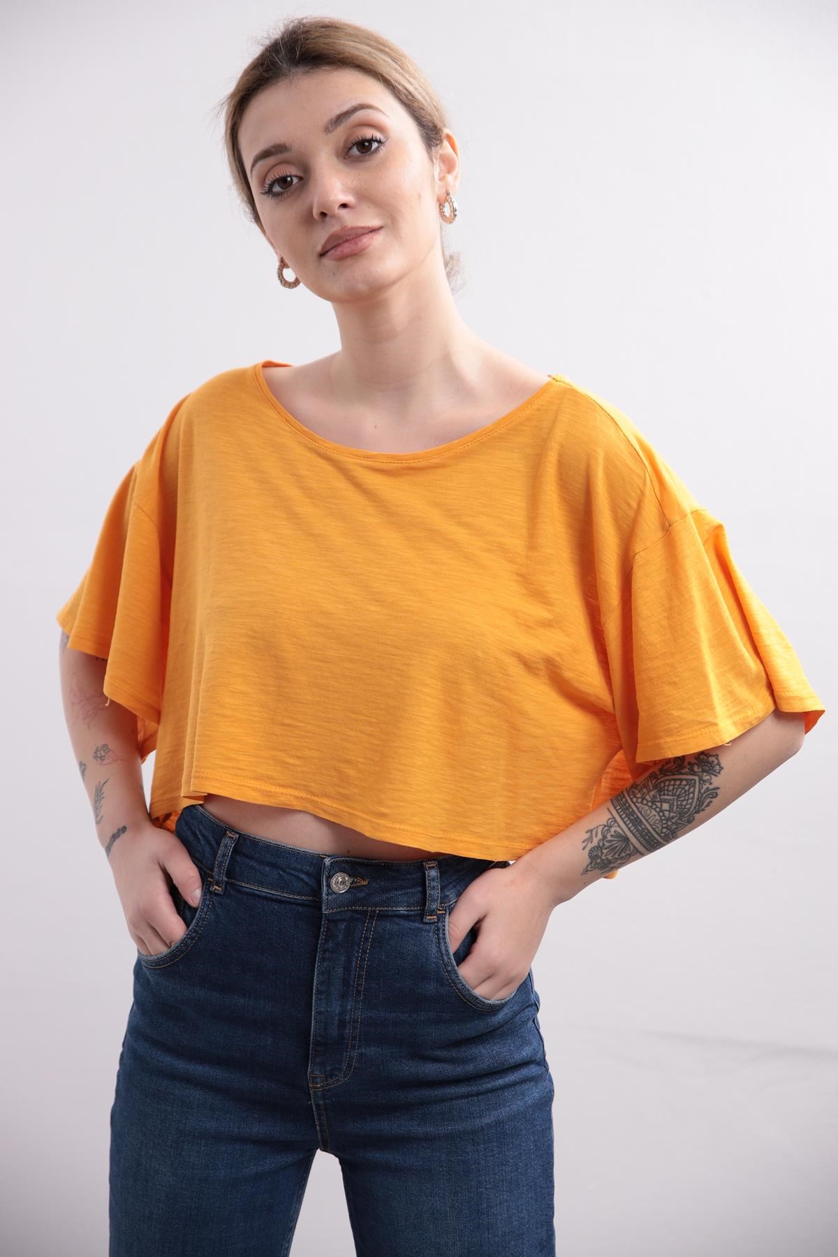 Turuncu Kısa Tshirt - Şaman Butik Turuncu Kısa Tshirt