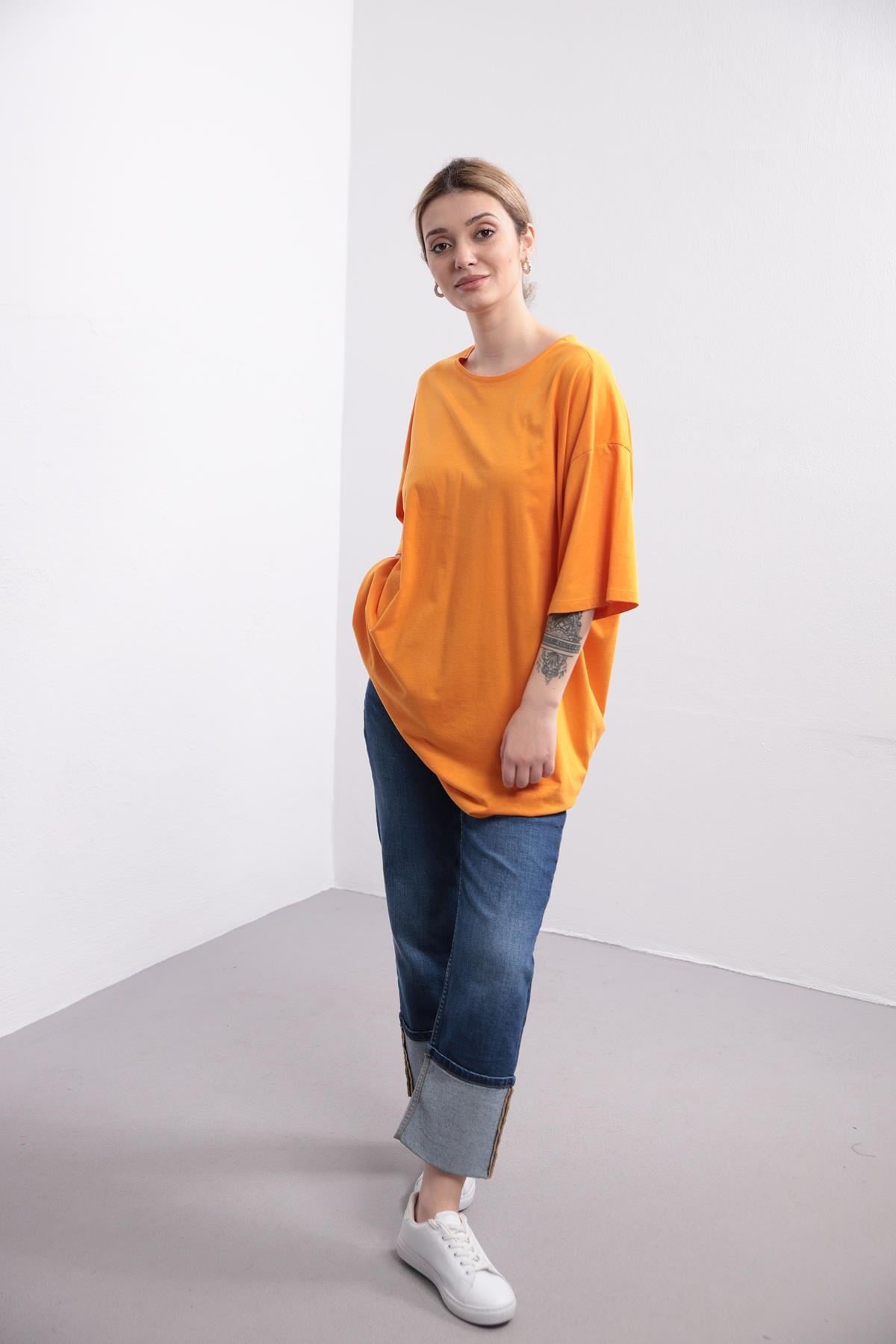 Turuncu Oversize Tshirt - Şaman Butik Turuncu Oversize Tshirt