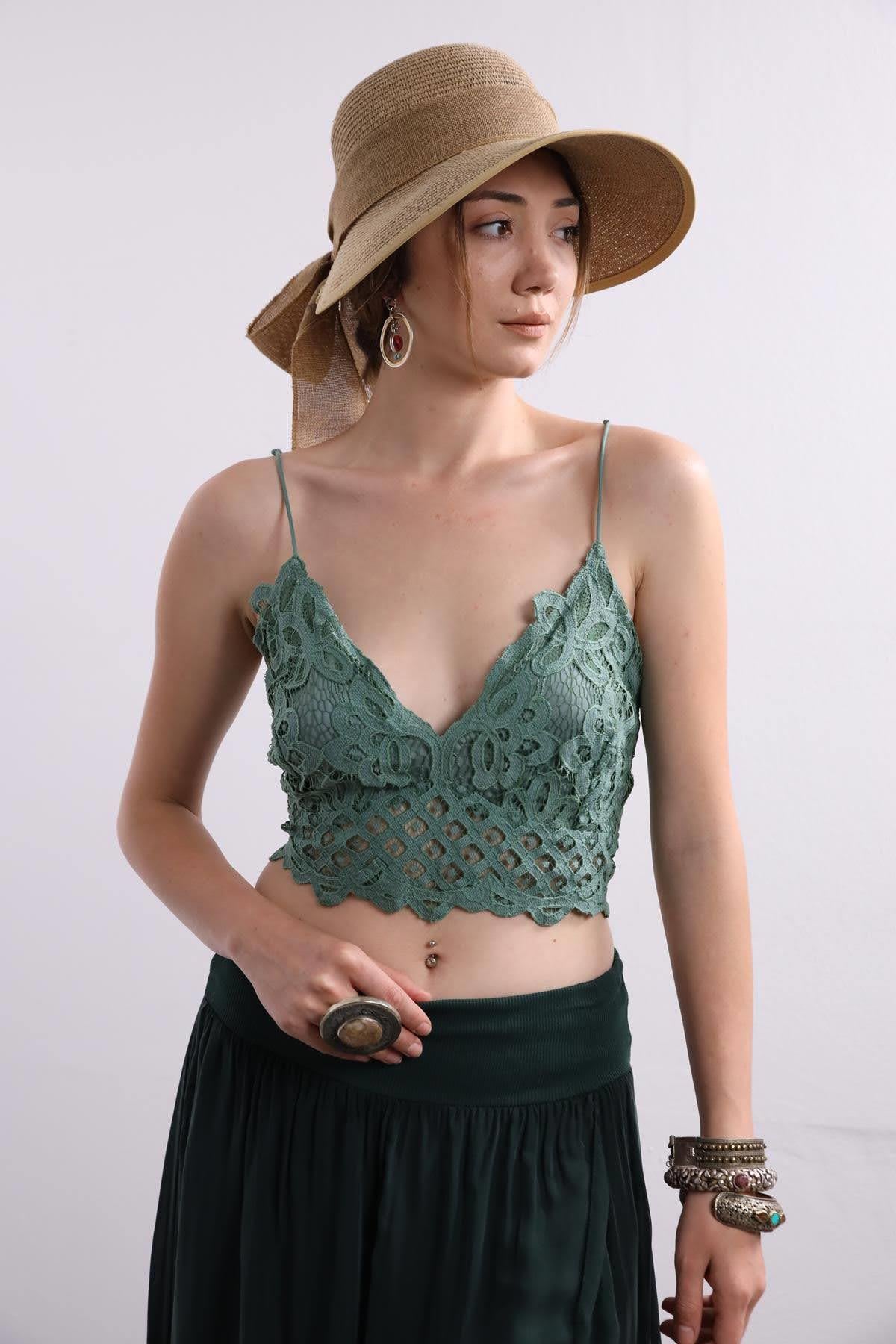Mint Yeşili Dantel Bralet - Şaman Butik Mint Yeşili Dantel Bralet