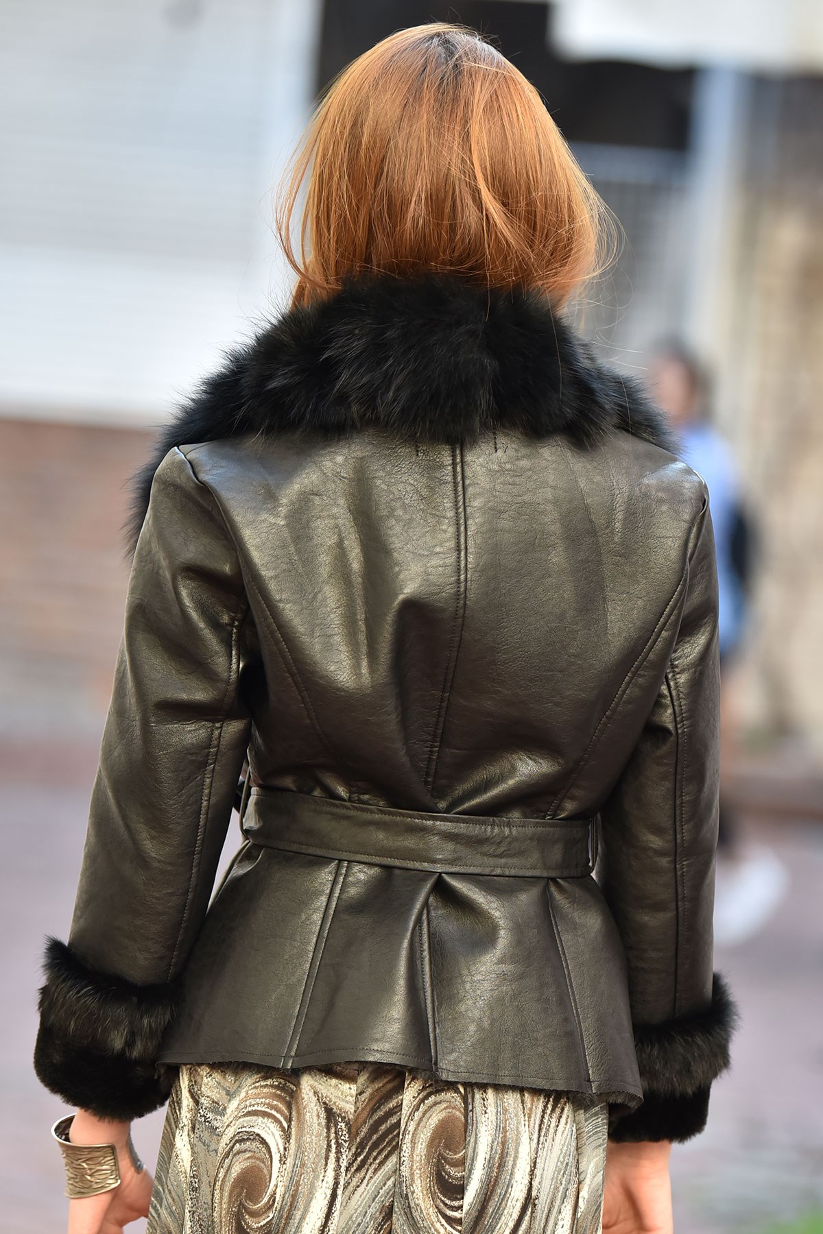 Leather Jacket Faux Fur Detail - Şaman Butik | Boho Fashion