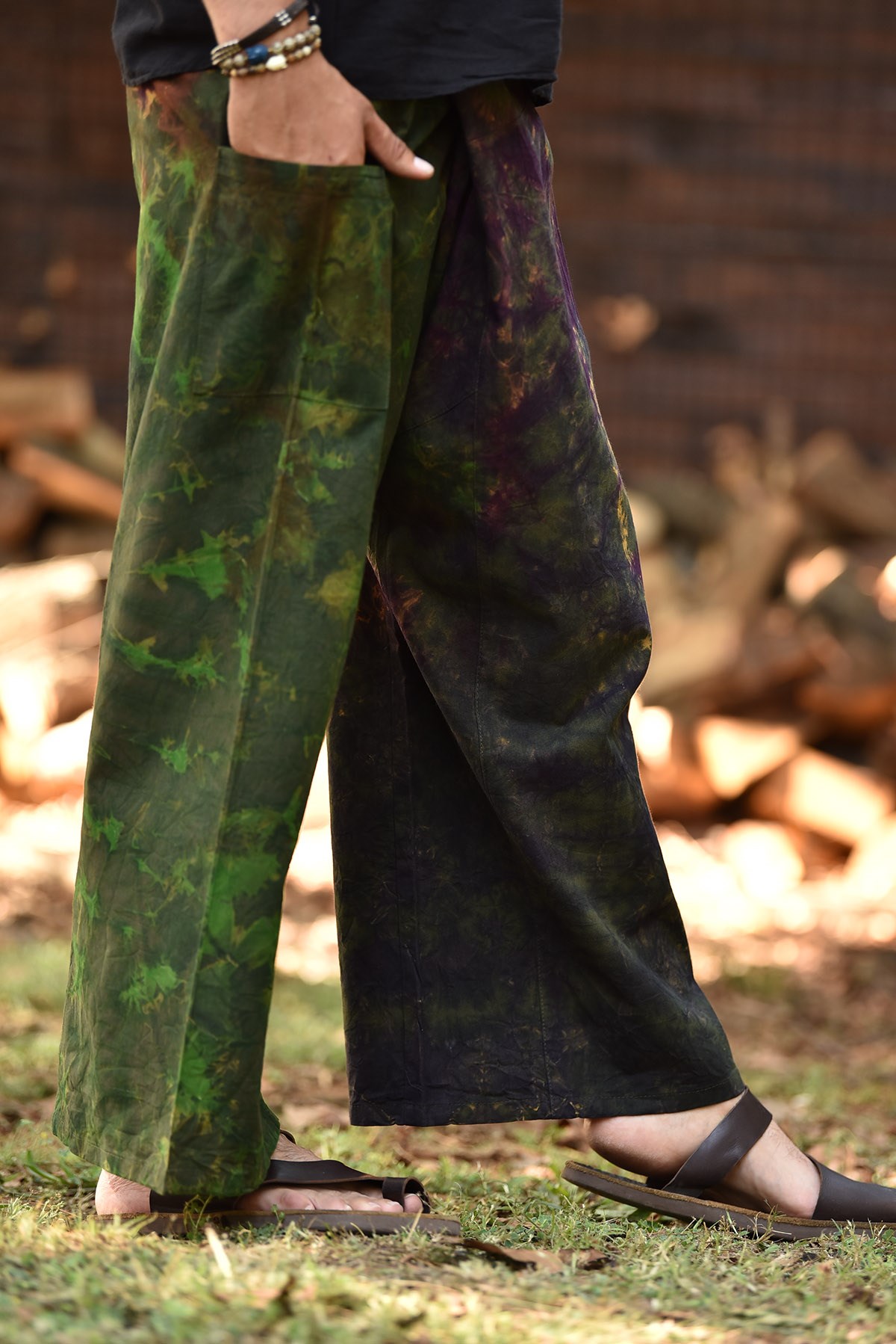 Yeşil Batik Desenli Thai Pantolon · 2