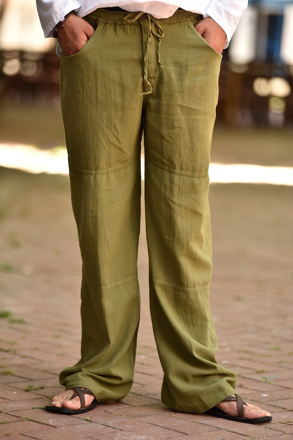 Green Nepali Casual Cut Men's Pants - Şaman Butik | Boho Fashion