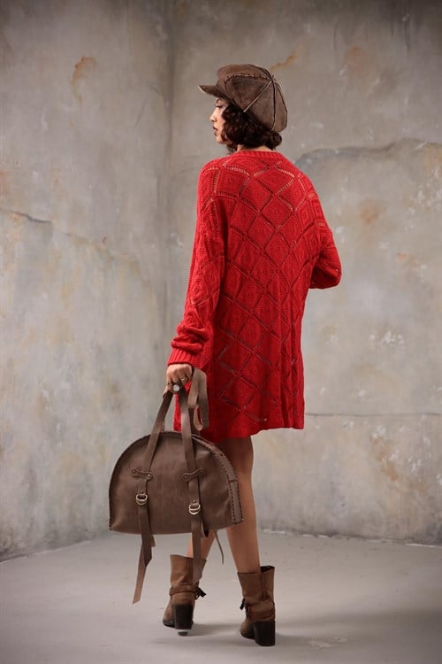 Red Pocket Cardigan