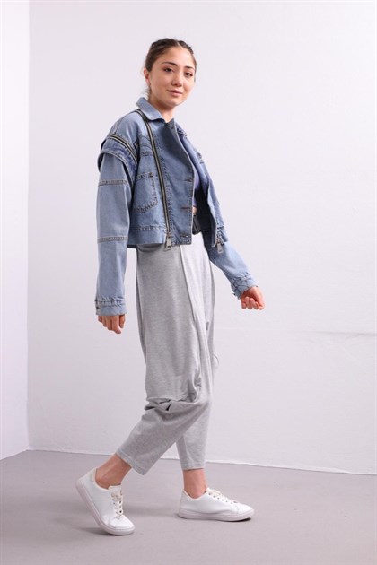Gri Ağı Düşük Kemer Detay Şalvar Pantolon - Şaman Butik - Bohem Giyim ve Aksesuar | Kadın & Erkek Gri Ağı Düşük Kemer Detay Şalvar Pantolon