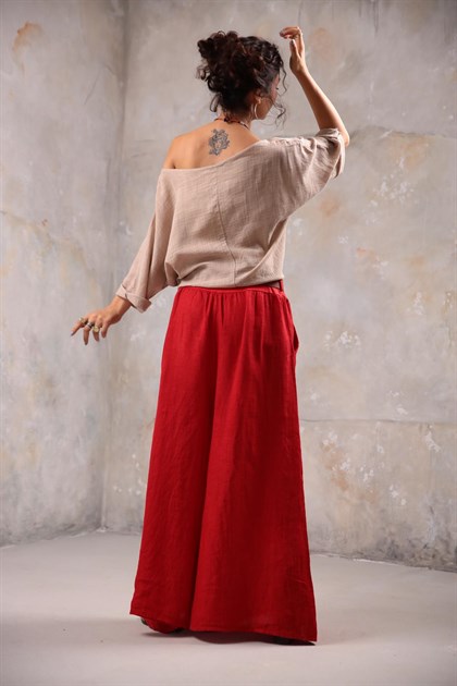 Kırmızı Asena Pantolon - Şaman Butik - Bohem Giyim ve Aksesuar | Kadın & Erkek Kırmızı Asena Pantolon
