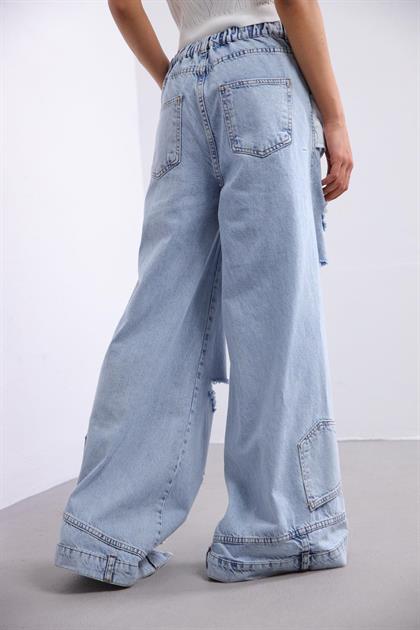  Mavi Yırtık Detay Cebi Parça Detay Jean Pantolon