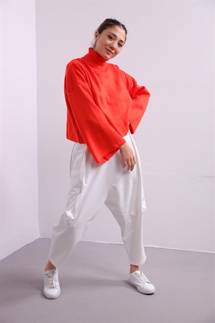 Beyaz Ağı Düşük Kemer Detay Şalvar Pantolon - Şaman Butik - Bohem Giyim ve Aksesuar | Kadın & Erkek Beyaz Ağı Düşük Kemer Detay Şalvar Pantolon