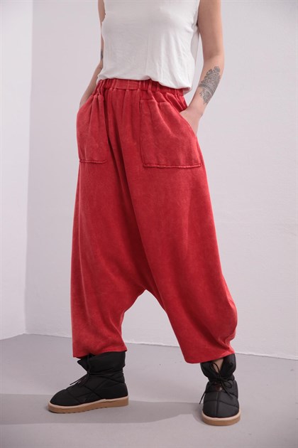 Kırmızı Beli Lastikli Şalvar - Şaman Butik - Bohem Giyim ve Aksesuar | Kadın & Erkek Kırmızı Beli Lastikli Şalvar