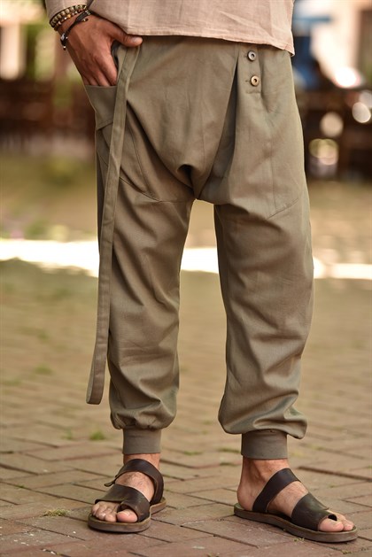 Men's Green Harem Pants - Şaman Butik | Boho Fashion