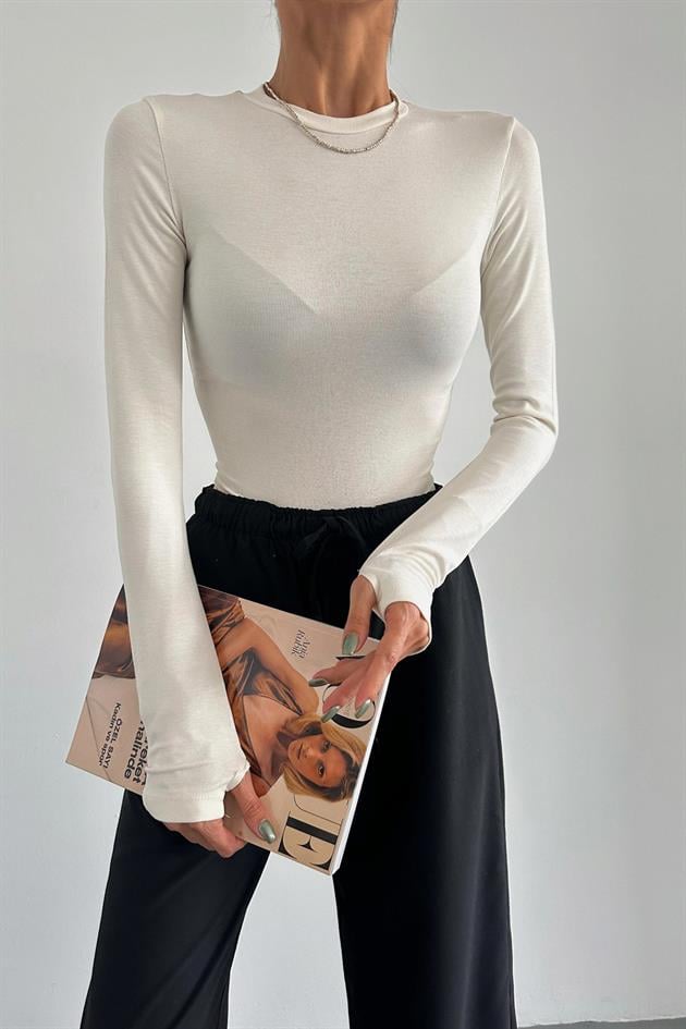 Massimo Pamuklu Basic Bluz Ekru