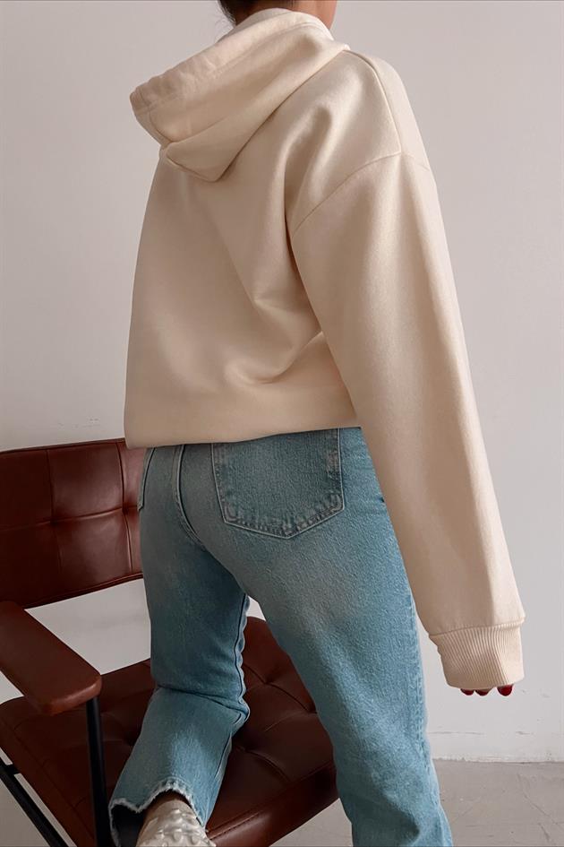 Kanguru Cep Comfort Sweatshirt Taş