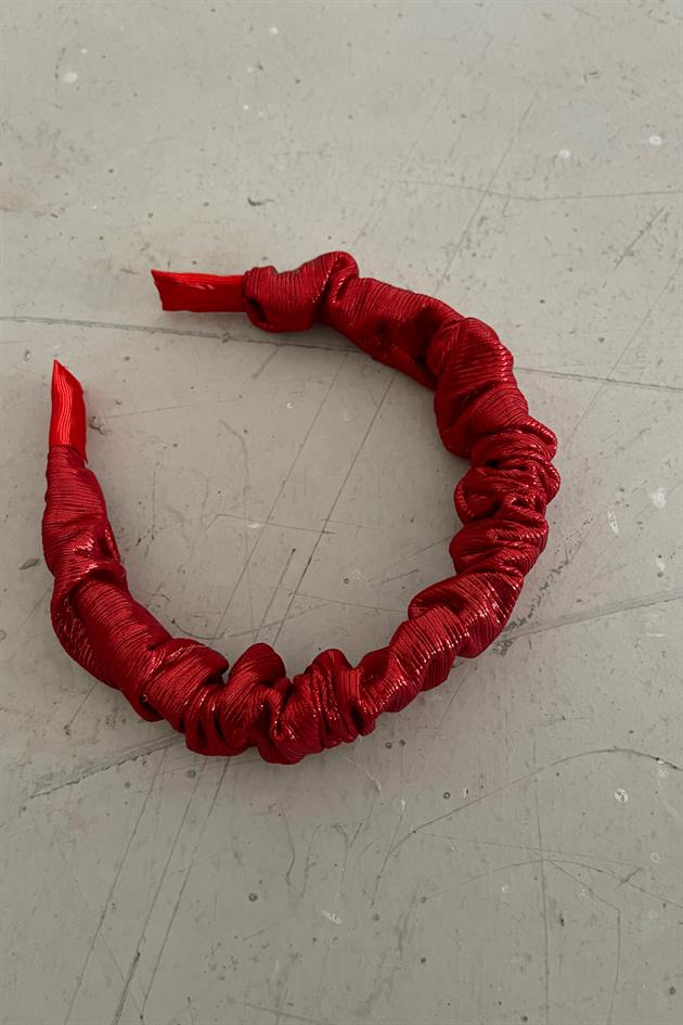 Glitter Büzgülü Taç Bordo