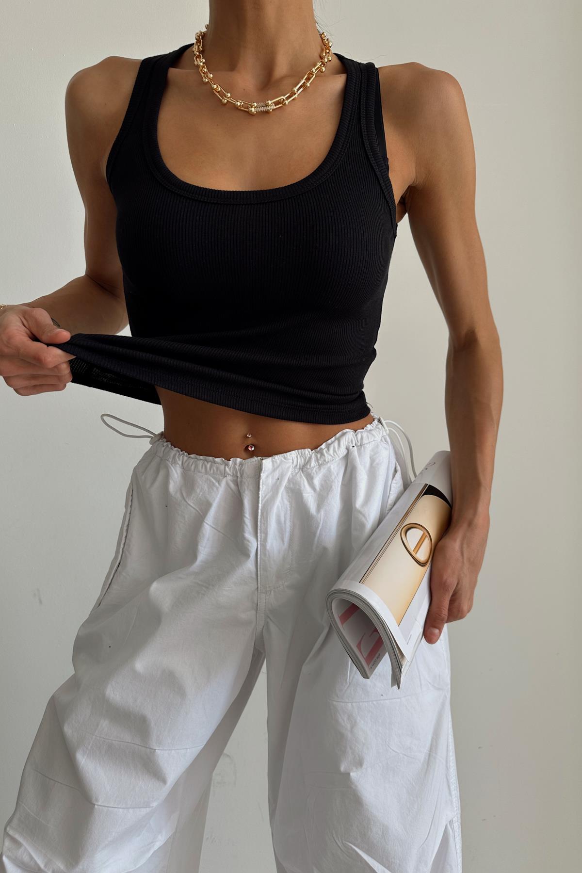 Dikiş Detay Atlet Siyah