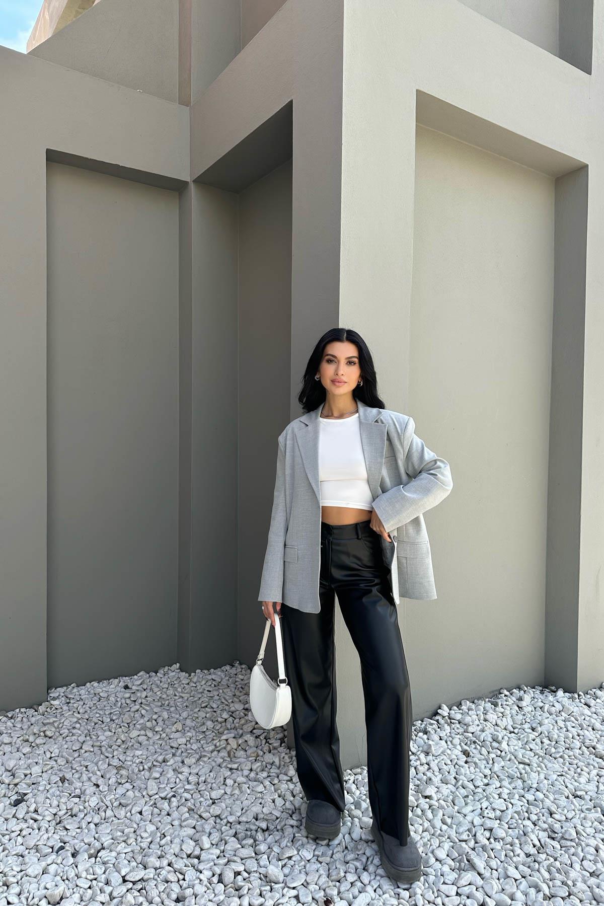 Blazer Kruvaze Ceket Gri · 6