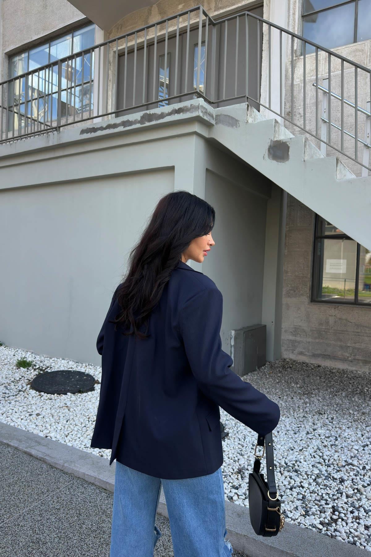 Blazer Kruvaze Ceket Lacivert · 5