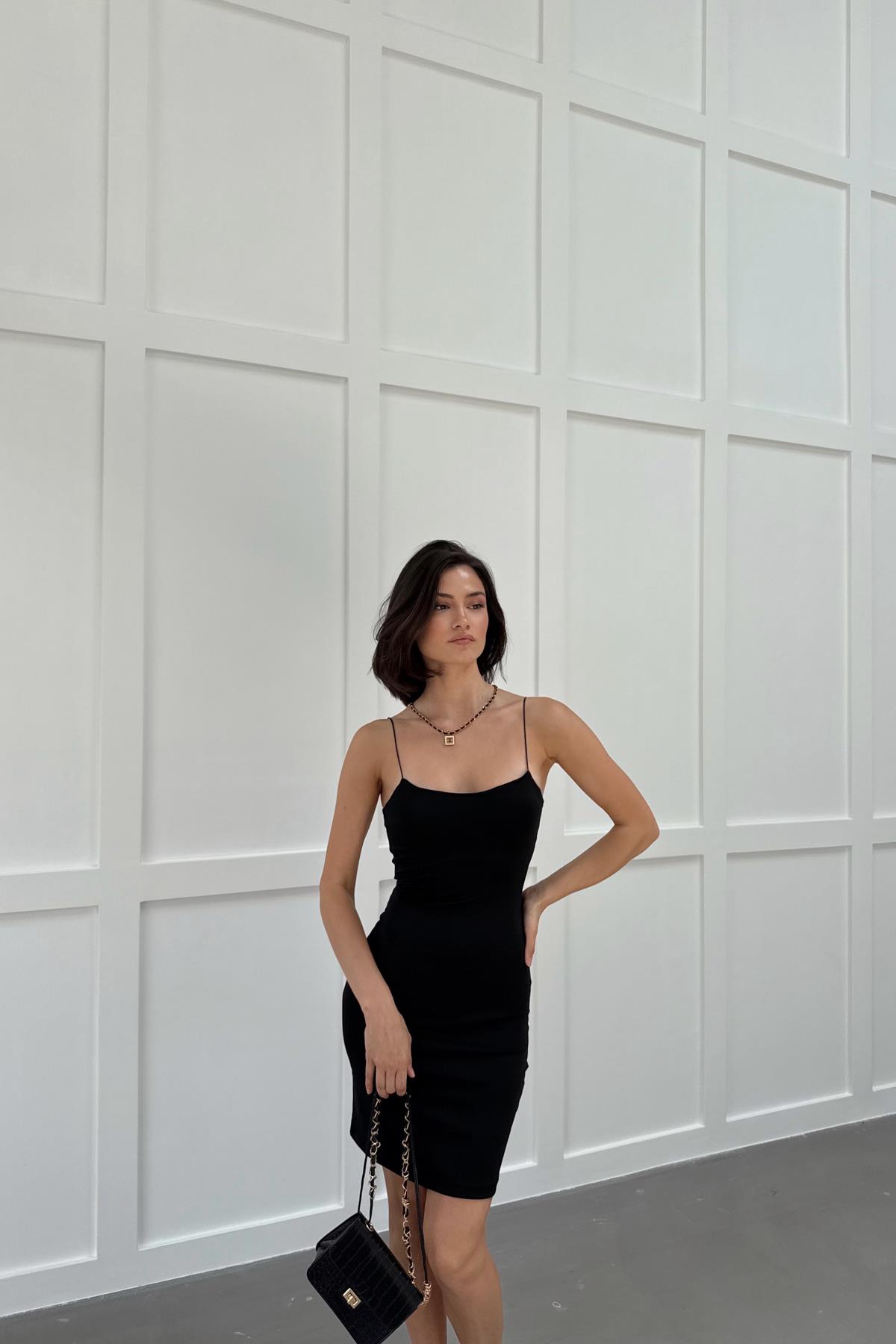 İp Askılı Basic Elbise Siyah