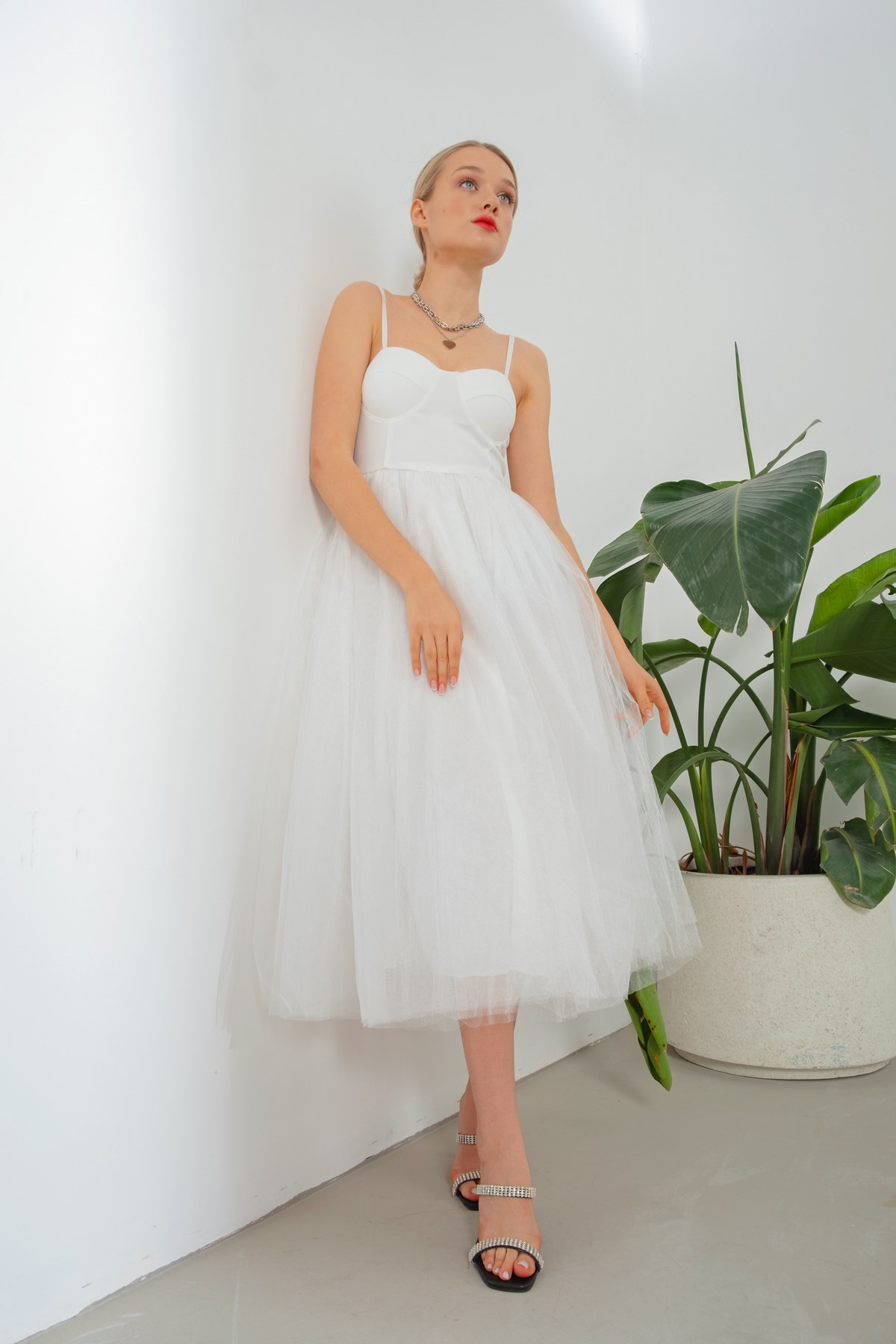 Kadın Kloş Prenses Elbise Beyaz - MyLove Butik