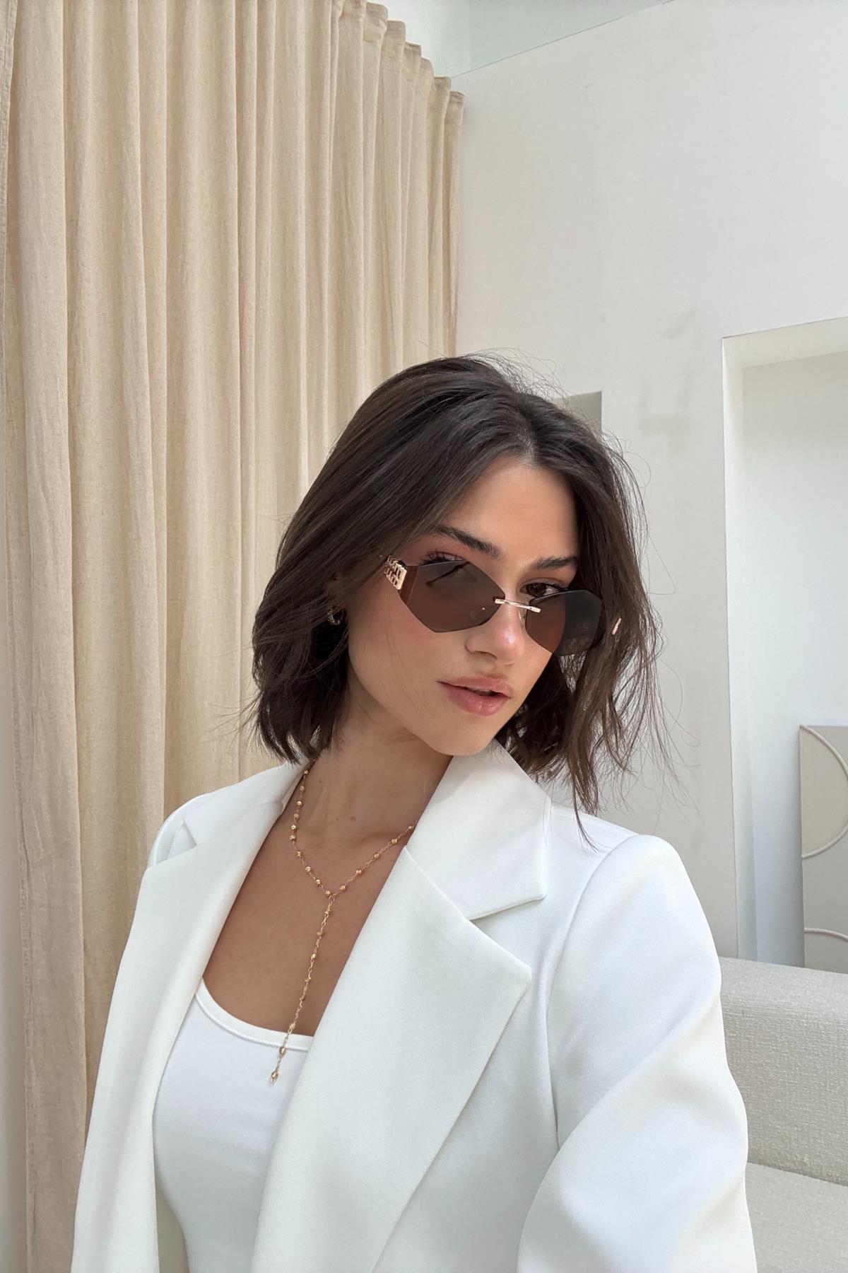 The Retro Altıgen Miu Miu Gözlük Kahve