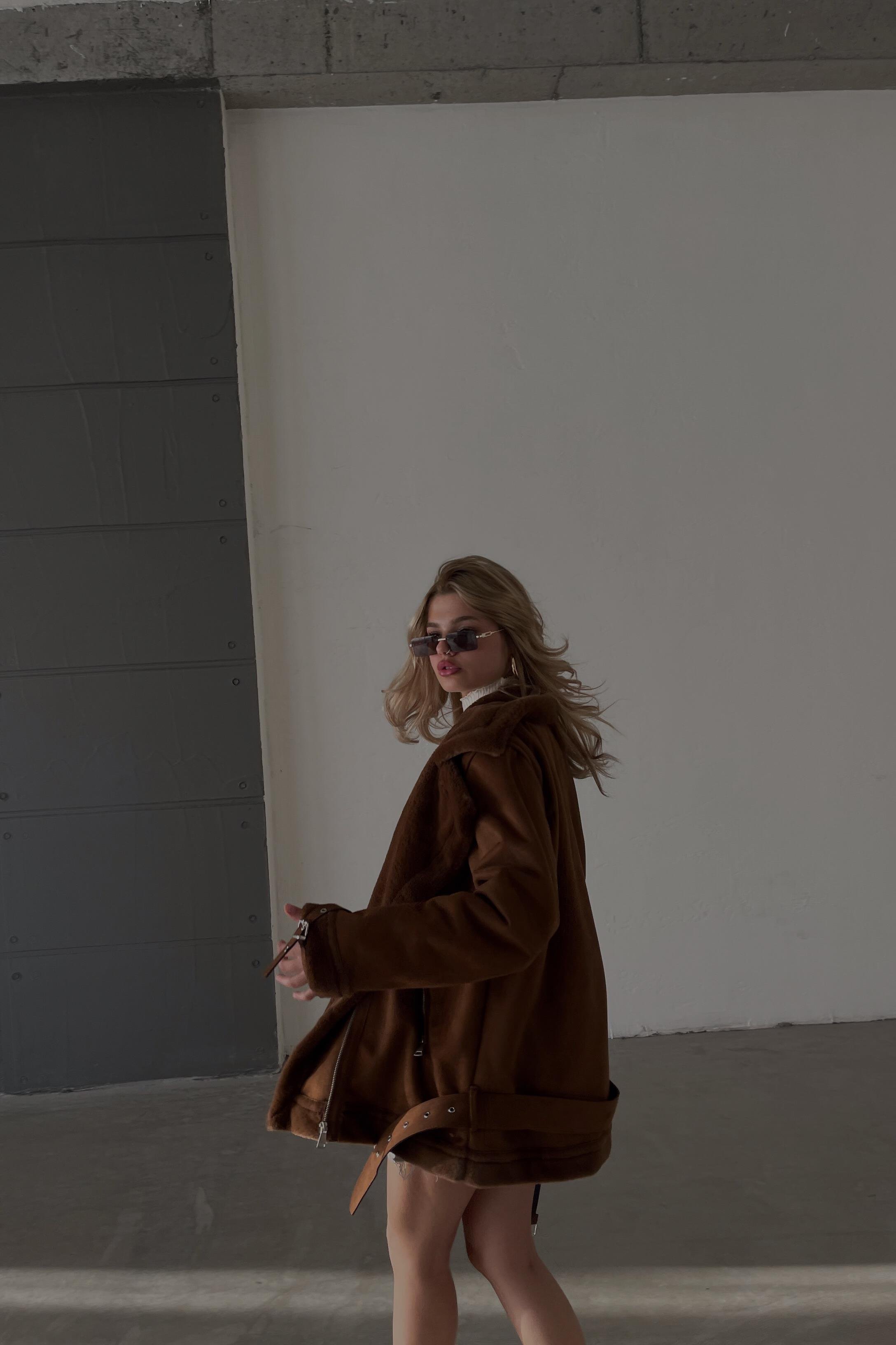 İçi Kürklü Süet Mont Taba