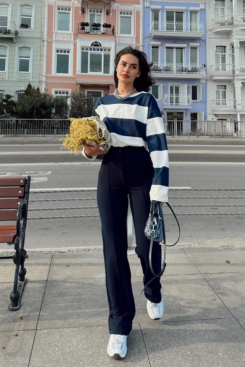 Straight Dikişli Pantolon Lacivert