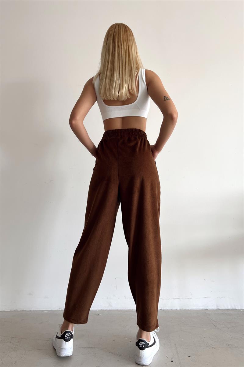 Yumoş Kadife Jogger Pantolon Kahve · 2