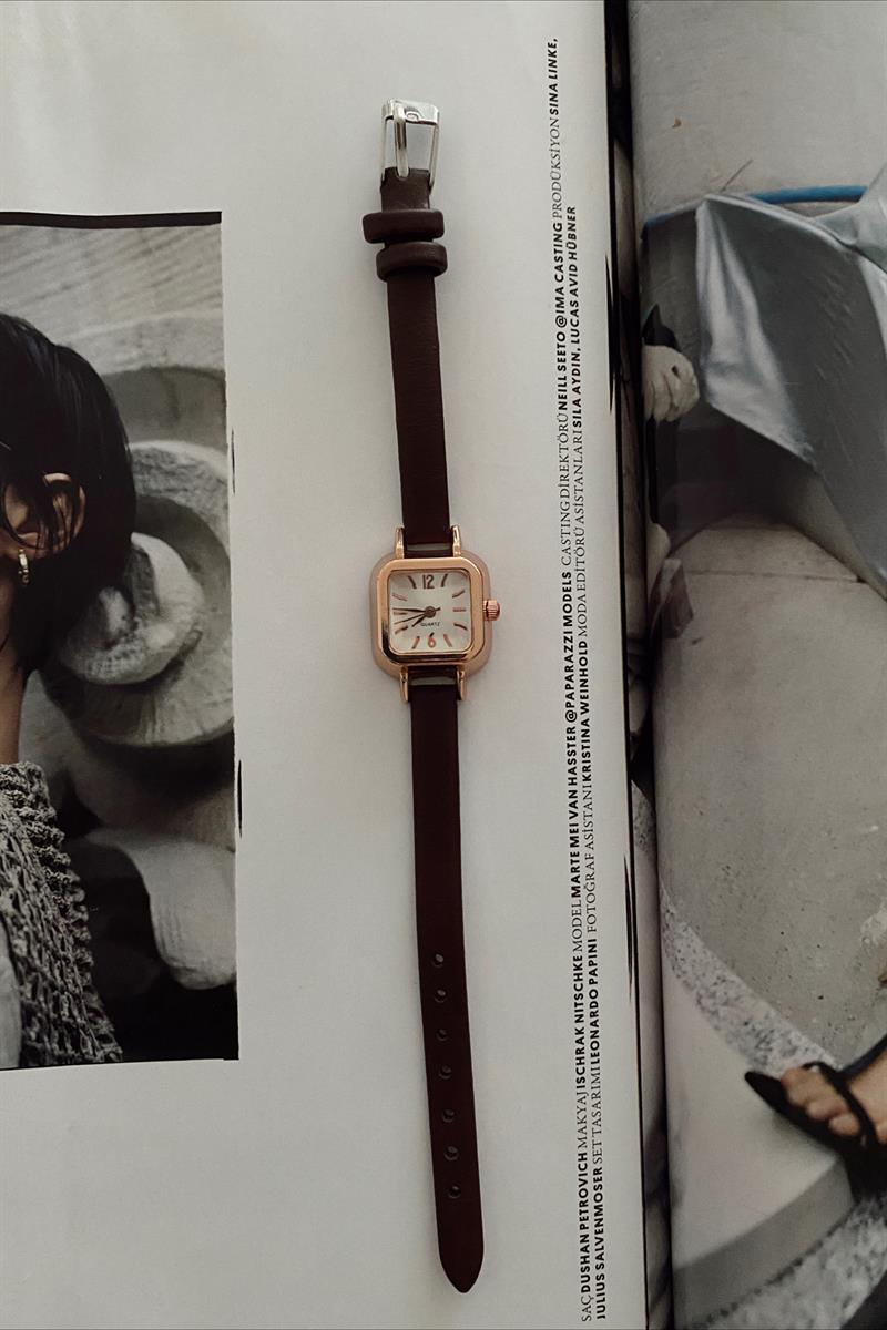 Makaron Vintage Saat Kahverengi · 2