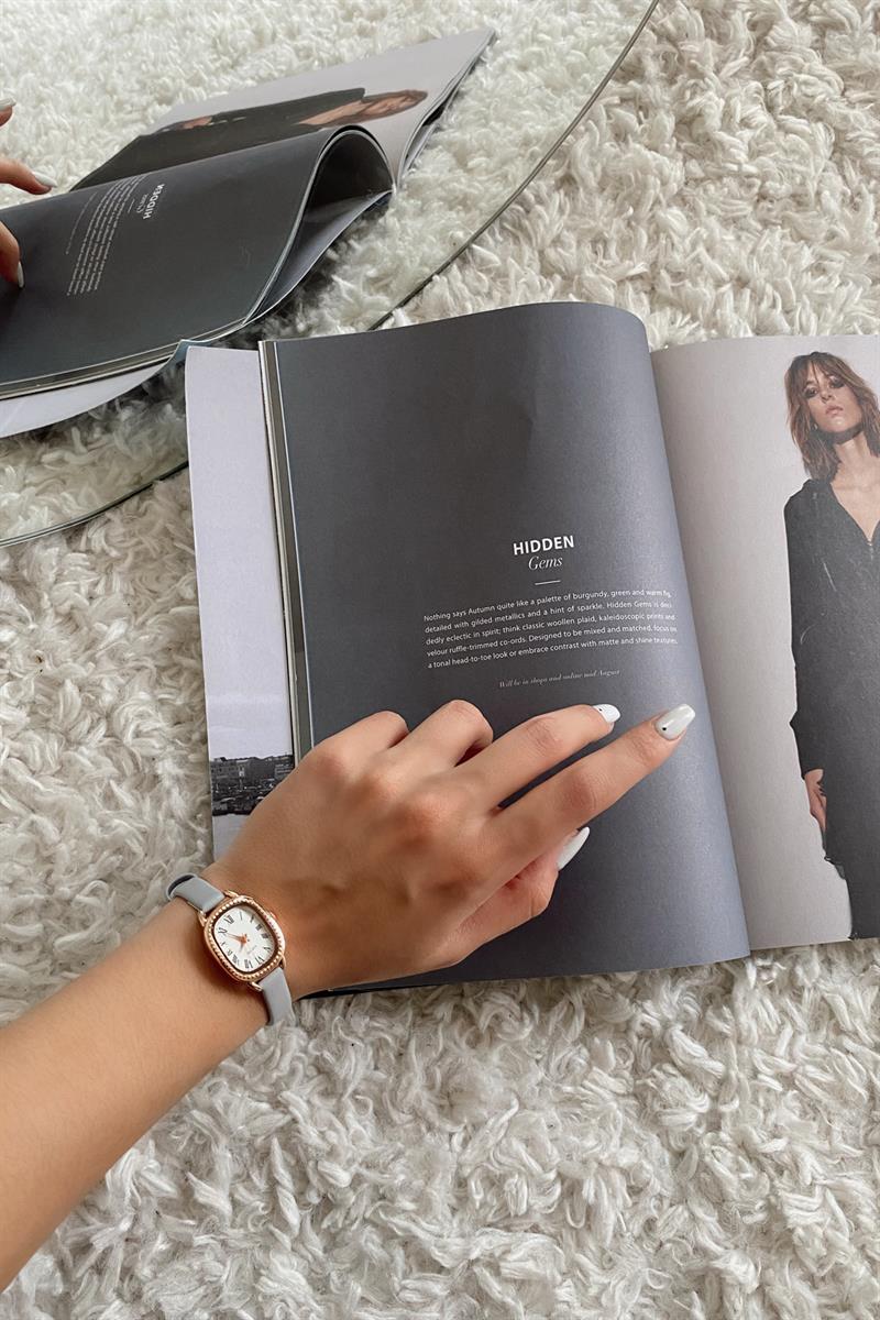 Nehemia Deri Kayışlı Kol Saati Gri