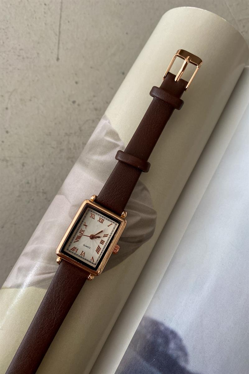 Roma Rakamlı Edith Vintage Saat Kahve