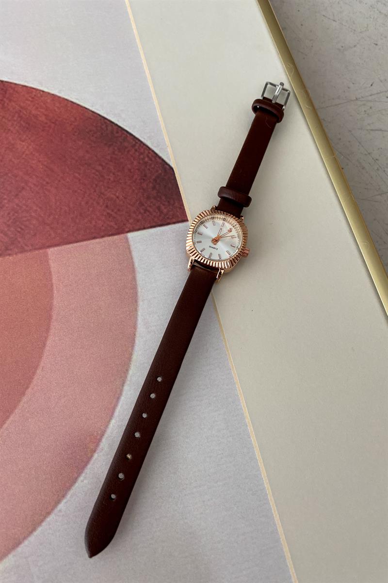 Vintage Deri Kordon Carmen Saat Kahve