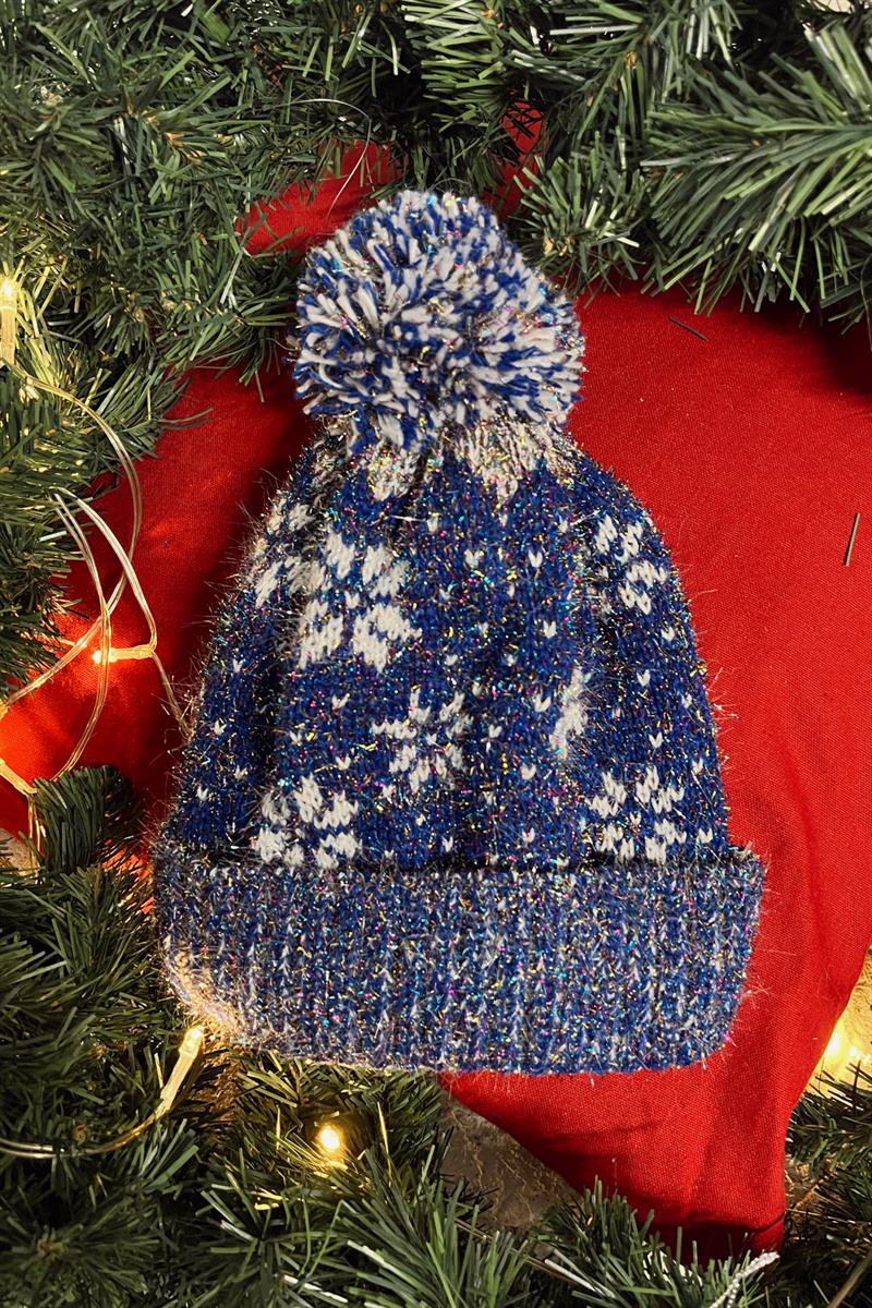 Simli Yeni Yıl Şapkası Mavi