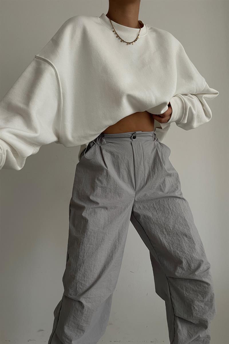 Basic Crop Sweatshirt Beyaz