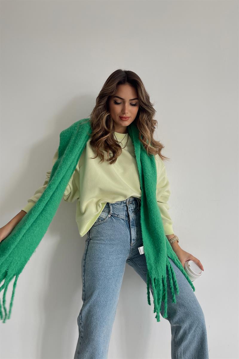 Basic Crop Sweatshirt Neon Yeşil