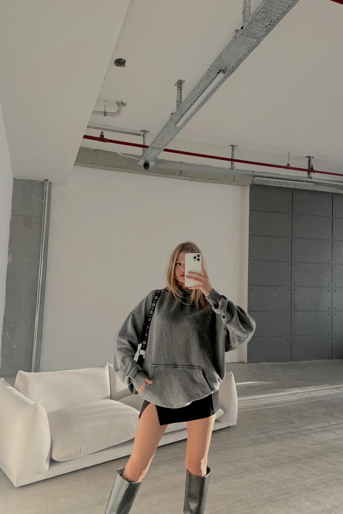 Eskitme Oversize Sweat - My Love Butik | Modadaki Göz Alıcı Şıklık