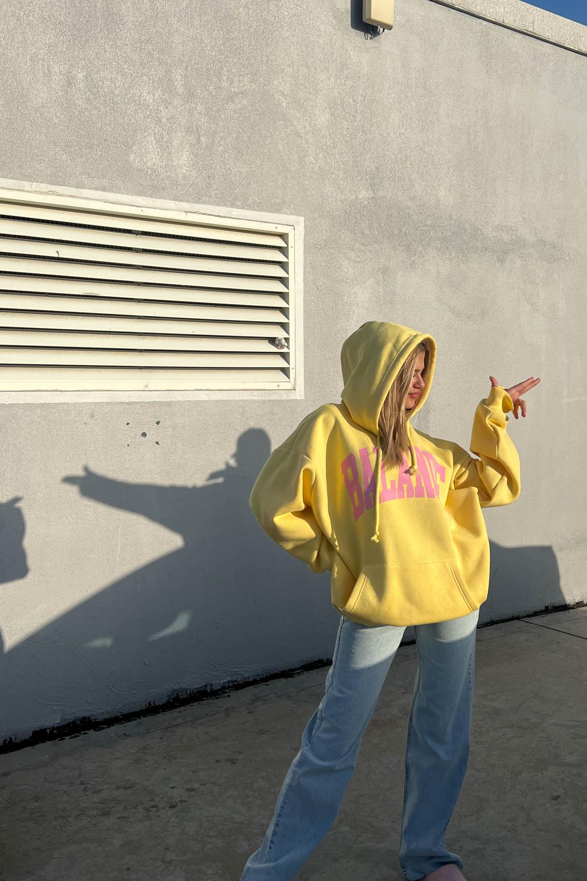 Kapüşonlu Balance Sweatshirt Sarı