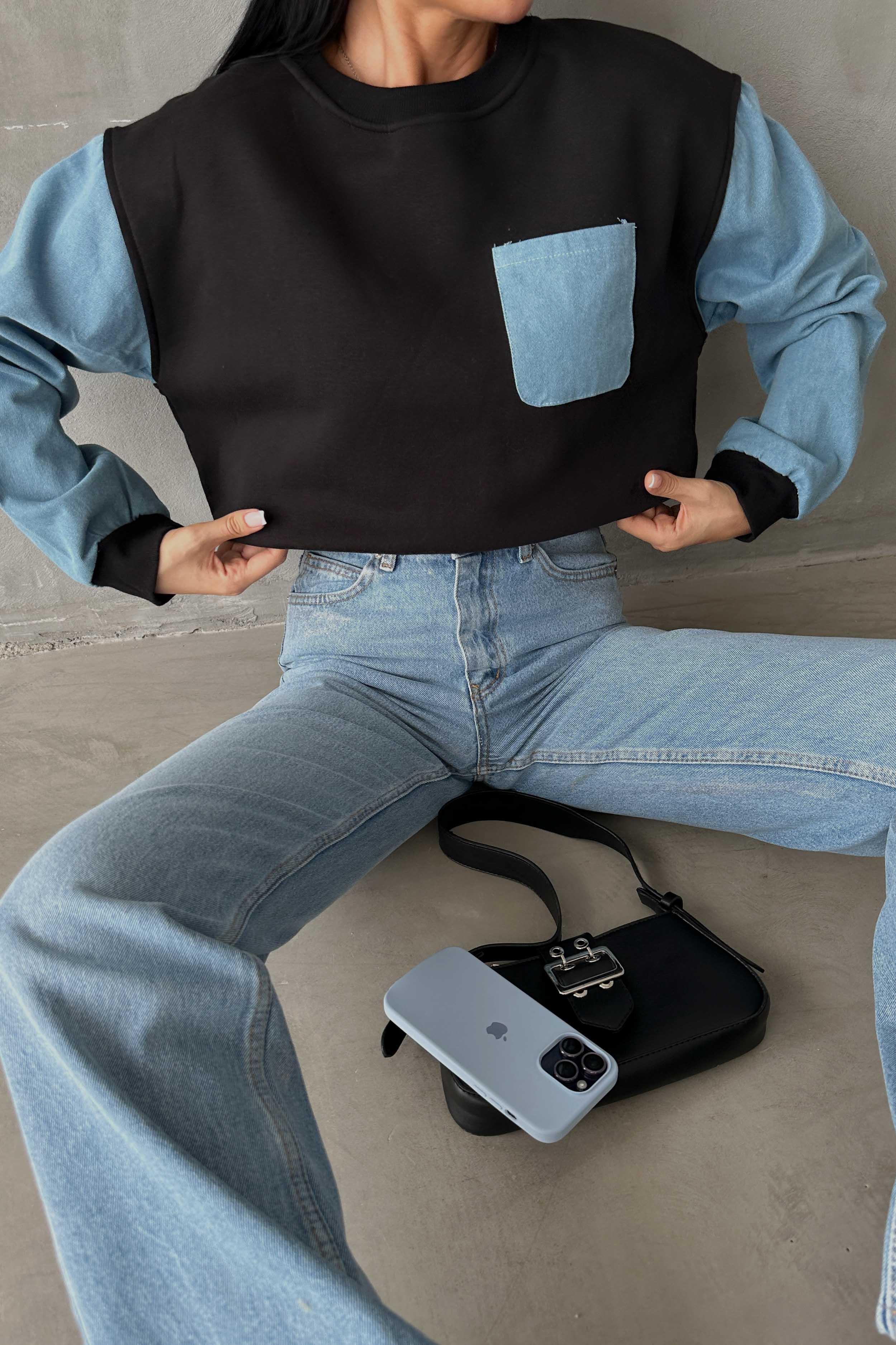 Kot Detay Sweat Siyah