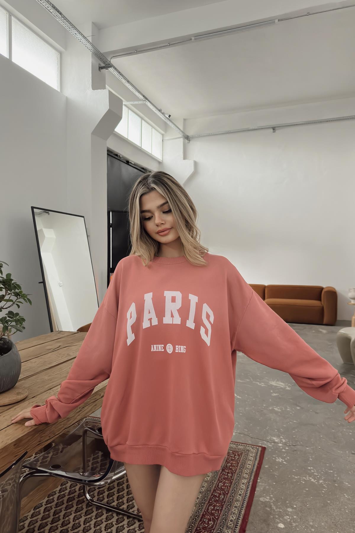 Paris Yıkamalı Sweat Gül Kurusu