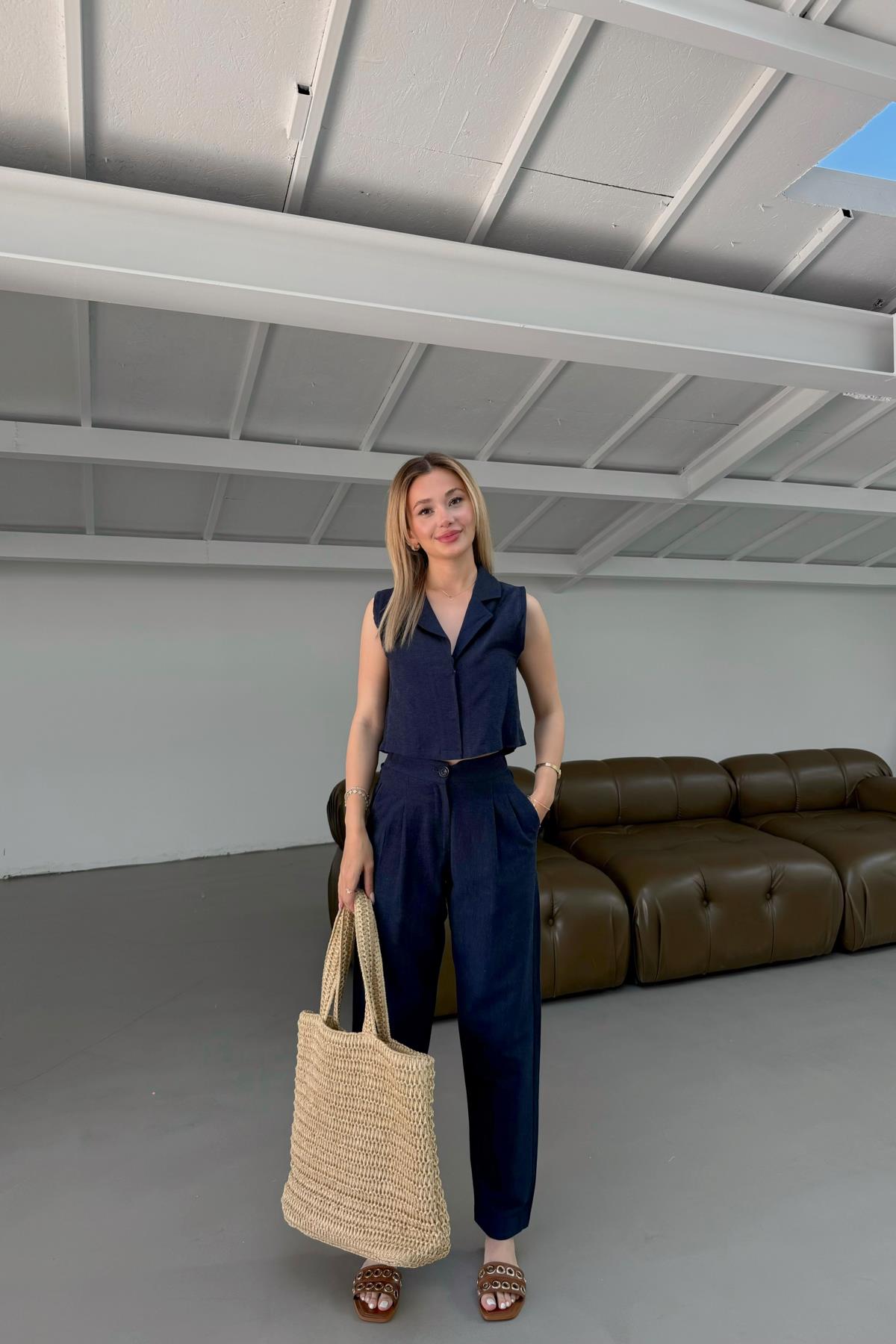 Keten Düğmeli Takım Lacivert